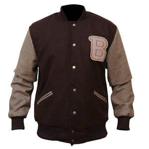 Chaqueta Varsity con Capucha, Informal, Sólida, 100% Algodón, Resistente al Viento, Transpirable, para Hombre, con Logotipo Bordado Personalizado, a Precio Económico - Product Image 1
