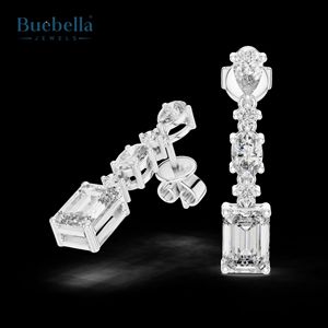 Boucles d'oreilles élégantes en forme de poire ronde ovale et de diamant taille émeraude avec une brillance époustouflante Boucles d'oreilles en argent sterling 925 personnalisées - Product Image 3