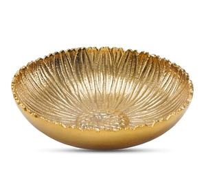 Cuenco de fruta de Metal de girasol en relieve chapado en oro de primera calidad, cuenco decorativo con patrón en relieve, cuenco de servicio de diseñador de Metal de latón - Product Image 3