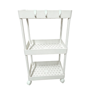 Espositore per Alimenti a Tre Livelli in Plastica Bianca, Stand per Buffet Regolabile, Scaffale di Stoccaggio Lucido, Facile da Montare - Product Image 6