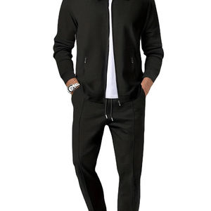 Survêtements unisexe 100% coton Sweat à capuche respirant avec impression personnalisée Ensemble de pantalons de survêtement d'hiver solides pour hommes - Product Image 1