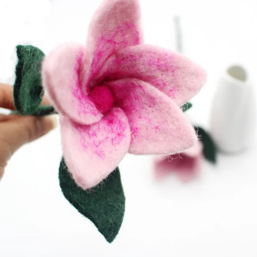 100% fiori In feltro di lana-Bouquet affascinante di colore rosa-fiori artificiali ecologici e sostenibili-fatti a mano In Nepal