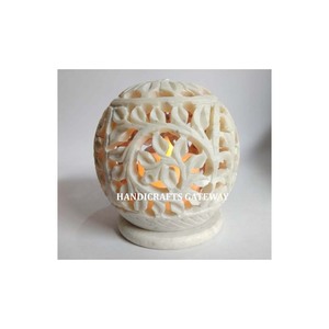 Hermoso soporte para velas de esteatita Natural hecho a mano, forma redonda de Color Natural, luz de vela usada, decoración de cena y Mesa - Product Image 1