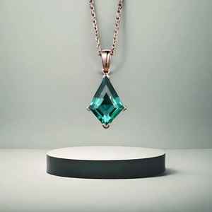 Collier en émeraude verte en forme de cerf-volant pour femme, pendentif en or jaune 14k 18k, cadeau d'anniversaire, de mariage ou pour la fête des mères - Product Image 4