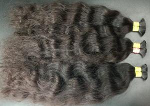 Cheveux de temple purs vierges non transformés de haute qualité Extensions de cheveux humains en vrac indiens crus ondulés à blanchir - Product Image 2