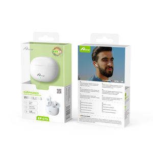 Home Digitalome EP-075 White <b>Wireless</b> <b>Bluetooth</b> Earbuds In-Ear TWS Headphones <b>Microphone</b> for Mobile Phone Travel Gaming Sports - Product Image 2
