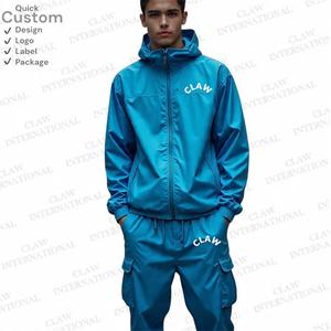 Custom Windbreaker Jogging Suit Nylon Tracksuit <b>Zip</b> <b>up</b> <b>Cropped</b> Windbreaker and Baggy Sweatuit for Men - Product Image 2