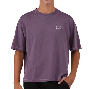 เสื้อยืดผ้าฝ้ายทรงบ็อกซี่แบบพอดีตัวสำหรับผู้ชายเสื้อยืดลำลองคอกลมไหล่ตกไซส์พิเศษส่งตรงจากโรงงานบังคลาเทศ - Product Image 2