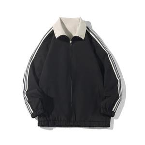 Veste Réversible Coton Manteaux Chauds Lettre Noir N ° 8 Billard Brodé Revers Surdimensionné Fermeture Éclair Hommes Femmes Veste Manteaux Chauds - Product Image 5