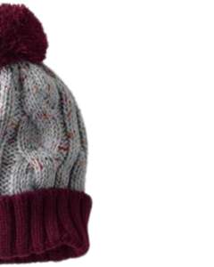 Gorro de Punto con Cable, Color Vino Tinto y Gris, con Pompón, Cálido para Invierno, Mezcla de Lana Suave, Moda Unisex, Fabricante, Venta al Por Mayor OEM - Product Image 2