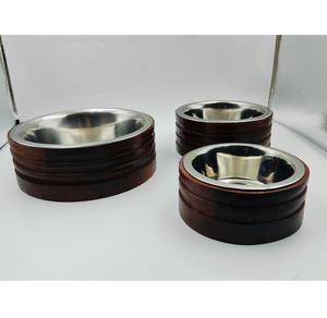 Modern Wooden <b>Dog</b> & Cat <b>Feeding</b> <b>Station</b> with Steel Bowls - Product Image 1