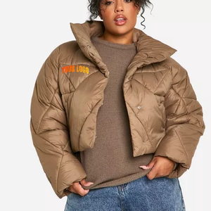 Veste d'hiver matelassée réversible à capuche pour femme, extra courte, coupe courte, veste d'extérieur - Product Image 1