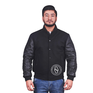 Men's Best Quality Adjustable Letterman Varsity <b>Canvas</b> <b>Jacket</b> Unique Design Stand Collar Winter Pattern Front Logo Finished - Product Image 1
