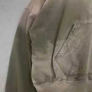 Sudadera con capucha de hombre de algodón 100% de lana impermeable de invierno Vintage personalizada, ropa de calle con bolsillo y hombros caídos - Product Image 5