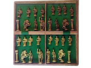 Jeu d'échecs en laiton romain avec plateau en bois, 2 joueurs, à partir de 3 ans - Product Image 5