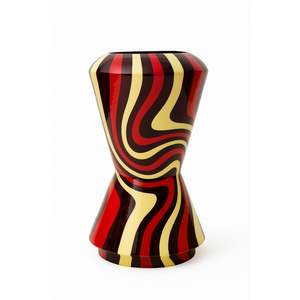Vase d'art abstrait de luxe, motif ondulé coloré fait à la main, récipient floral, décoration intérieure haut de gamme pour la maison et le bureau - Product Image 1