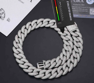 Collar de Plata de Ley con Dijes de Estilo Hip Hop con Moissanita VVS1, Pasa el Test de Diamantes, Cadena Cubana de Dos Tonos con Detalles - Product Image 4