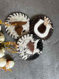 Real Handmade <b>Hair</b> on Hide Fur Leather Tea Coaster Coffee Tea Cup Mat Tableware Home Accessories Drink and Barware Fur Coasters - Product Image 3