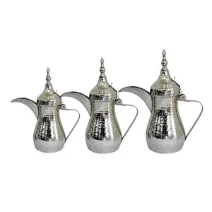 达拉阿拉伯咖啡壶镍色阿拉伯咖啡机阿拉伯茶咖啡具锤黄铜定制包装标志金