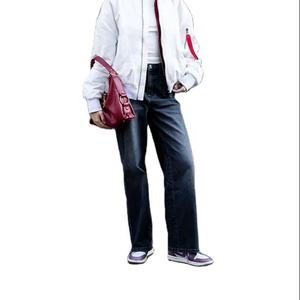 Venta al por mayor de pantalones ajustados de cintura alta, casuales, transpirables, con botones, lavados, de color sólido, de alta calidad y personalizados para mujer. - Product Image 3