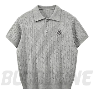 Chemise à manches courtes pour homme Bloodline, couleur unie, tricotée, respirante, en coton, séchage rapide, coupe classique, marron - Product Image 5
