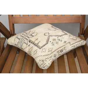 Beige Wool Needlepoint Pillow 12x12 Inches Rustic Patchwork Design Luxury Fluffy Square Pattern for <b>Bedding</b> Christmas Woven - Product Image 5