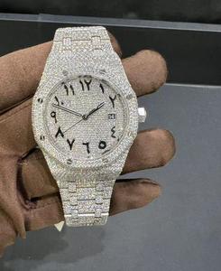 Elegant Style Hip Hop Style Customized Stainless Steel <b>White</b> Round Moissanite Diamond Crafted Iced Out <b>Watch</b> <b>For</b> Men and <b>Women</b> - Product Image 4