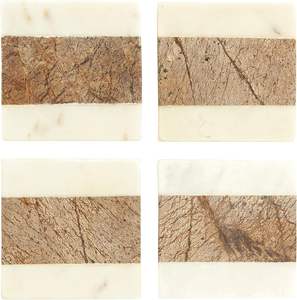 Posavasos de doble tono de mármol natural y mármol de madera exquisitos de último diseño para decoración elegante del hogar y protección de mesa de comedor - Product Image 4