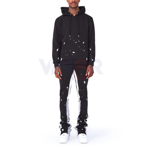 Survêtements à capuche imprimés en molleton lourd personnalisé avec cordon de serrage pantalons de survêtement délavés au soleil survêtements baggy unisexe Streetwear hiver - Product Image 1
