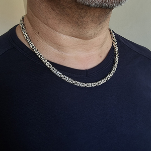 <b>Silver</b> <b>Men</b> 5.5 mm Necklace and Bracelet Combination Hi Hop Bracelet King Byzantine Jewelry Wholesale From Turkey - Product Image 2