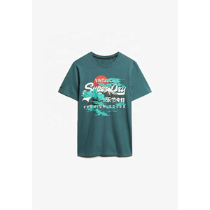 Camiseta de Manga Corta Color Verde Azulado para Hombre con Estampado de Montaña, Corte Regular, Cuello Redondo, 100% Trackstar OEM, Marca Privada TSI-G05-P0158 - Product Image 3
