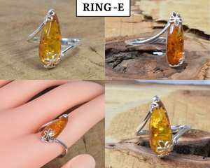 Anillo de ámbar báltico, anillo de diseñador hecho a mano con piedras preciosas naturales de Plata de Ley 925, regalo perfecto para Navidad - Product Image 4