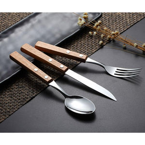 Stainless Steel Flatware Set With Wooden Handle Mirror Finished Perfect Cutlery Wedding Kitchenware Hotel Cafe Restaurant Use - Product Image 2