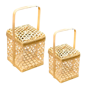 CESTA DE REGALO DE BAMBÚ DE mimbre hecha a mano de primera calidad, cesta de flores para embalaje de regalo multiusos hecha a mano - Product Image 1