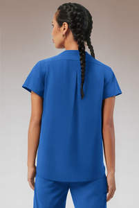 Top de manga corta con cuello en V para mujer, color azul - Product Image 2