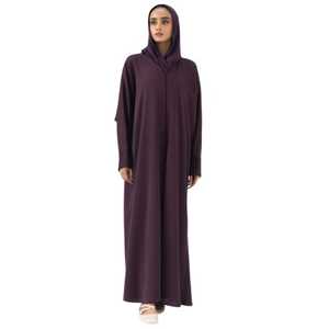 Abaya traditionnelle musulmane tendance, décontractée, modeste, unie, en laine et polyester mélangés, tricotée, longue, anti-froissement, faite à la main - Product Image 1