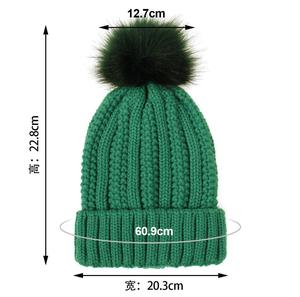 หมวกไหมพรมปอมปอมปอมปอมปอมมีขนนุ่มพร้อมเสื้อหนานุ่มเพื่อความอบอุ่นในฤดูหนาวสำหรับกิจกรรมกลางแจ้งโลโก้จากนักออกแบบ - Product Image 3