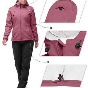 Chaqueta Softshell transpirable de diseño personalizado para mujer, chaqueta cortavientos de nailon en blanco tejido con logotipo personalizado - Product Image 5