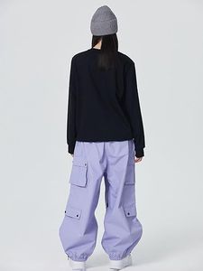 กางเกงทรงหลวมแนวสตรีทใส่เล่นสกีหิมะ, กางเกงเอวยางยืดกันน้ำสีพื้นบางทรงหลวมแนวสตรีทฮิปฮอป - Product Image 5