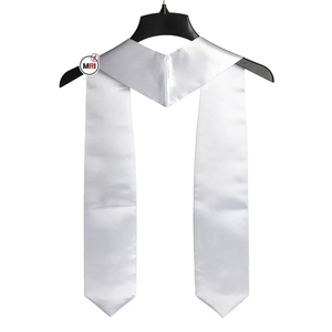 Estola de poliéster satinado brillante blanco sublimado con logotipo personalizado estolas de graduación de verano para adultos y niños sublimación en blanco - Product Image 3