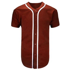 Camiseta Deportiva de Manga Corta con Cierre de Botones para Entrenamiento de Béisbol y Softbol, Color Liso, Corte Regular - Product Image 1