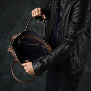 Sac à main pour ordinateur portable en cuir véritable durable à grande capacité de 14 pouces, sac de messager horizontal, sac d'affaires unisexe standard, vente chaude - Product Image 3