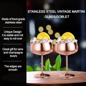 Tasse à bière et martini en acier inoxydable avec logo personnalisé Tasse à cocktail à double paroi Gobelet à vin Gobelet à margarita isolé en verre - Product Image 2