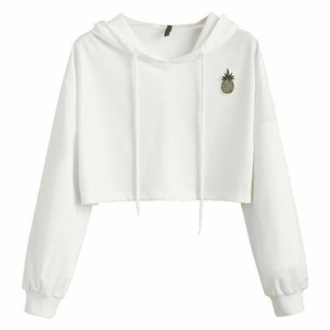 Transpirable Personalizado Mujeres Crop Top Sudadera con capucha Precio barato Manga larga Mujeres Crop Top Sudaderas con capucha - Product Image 6
