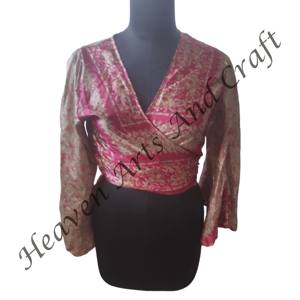 Bikini Cover Up Crop Top La mayoría de las tendencias Mujeres Deep V Tie Up Shirt Casual Silk Wrap Top Blusa Ropa de fiesta Ropa de verano Top reciclado - Product Image 5