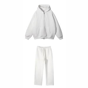 Vente en gros Survêtement Vêtements de sport vierges unisexe Sweat à capuche zippé Jogging Ensemble pantalon de survêtement évasé et sweat à capuche Logo personnalisé Survêtements - Product Image 4