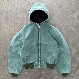 Sudadera con Cremallera de Algodón 100% Personalizada de Alta Calidad, Lavada al Ácido, Oversize, Desgastada, Resistente al Viento, Transpirable, con Estampado Otoñal Bordado - Product Image 4