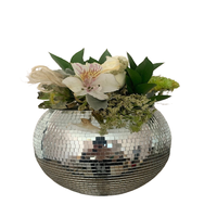 Vase de table en cristal fait main, forme ronde, couleur personnalisée, moderne, écologique, avec lumière disco, décoration d'intérieur pour mariage