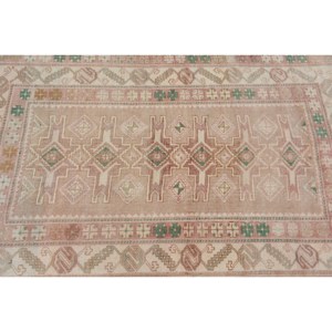 พรมขนสัตว์สีเบจสีเขียวแนววินเทจ6.3ft 3.9 x แบบตุรกีพรมสานแบบเย็บปะติดปะต่อกันตกแต่งห้องนั่งเล่นพร้อมแผ่นรองทำจากยาง - Product Image 5