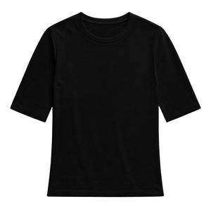 Camiseta de Manga Larga Negra para Mujer, Cuello Redondo, 100% Algodón Orgánico de Lujo, Preencogido, Certificado GOTS, Ajuste Premium - Product Image 1